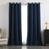 MIULEE Navy Blue Blackout Velvet Curtains Solid Soft Grommet Thermal Room Darkening Curtains Drapes 2 Panels - Miulee